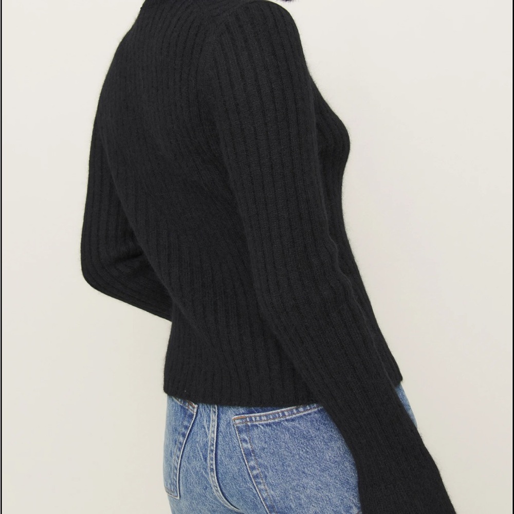 NWT Reformation Rebecca Cashmere Alpaca Tie Front Cardigan Black - Size XL - Picture 2 of 4